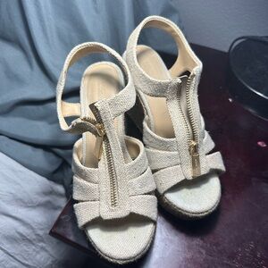 Michael Kors cream/tan wedge sandals